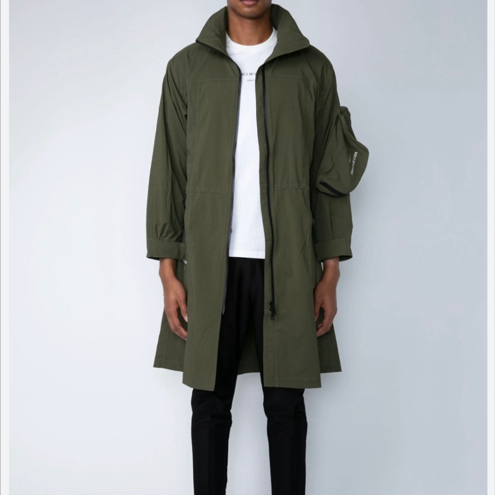 Voice Of Insiders Long Green Jacket Small Oversized Coat S Olive Green - Picture 2 of 13